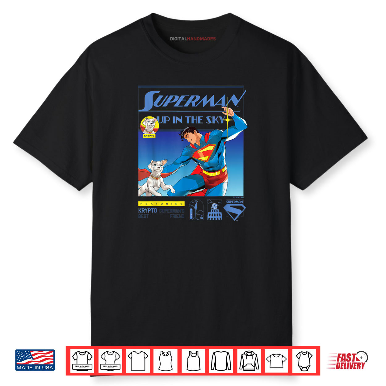 Superman (2025) Up In The Sky Featuring Krypto Poster Shirt
