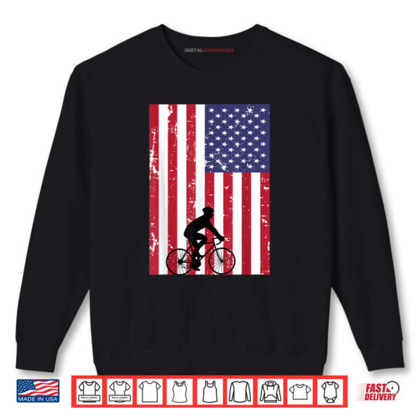 Sweatshirt 4th Of July Cycling Cyclist Bicycle Vintage USA Flag Shirt