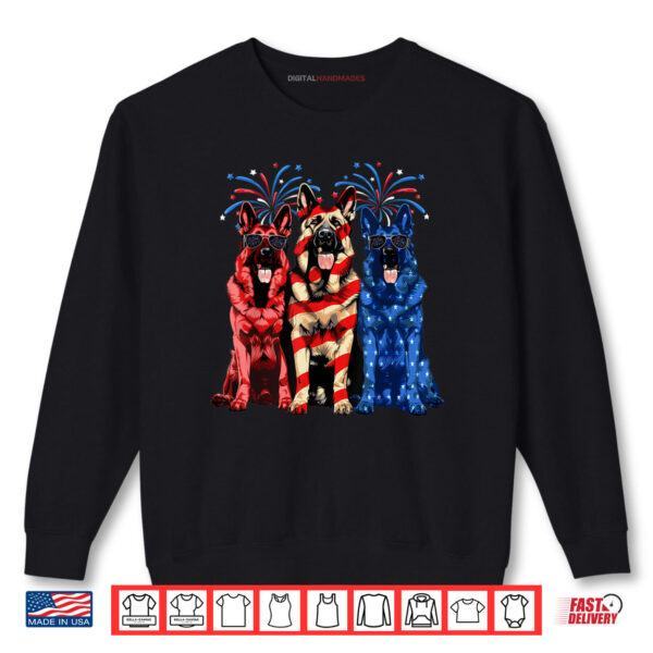 Sweatshirt 4th Of July German Shepherd American Flag Red White And Blue Shirt