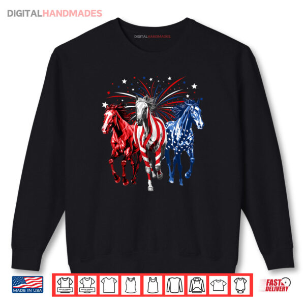Sweatshirt 4th Of July Horse Lovers Red White And Blue American Flag Shirt