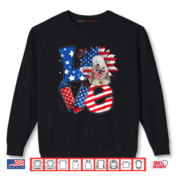 Sweatshirt 4th of July Decor Patriotic LOVE Old English Sheepdog Dog Shirt digitalhandmades