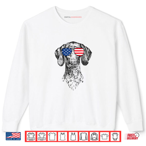 Sweatshirt 4th of July GSP Dog Patriotic USA Sunglasses American Shirt
