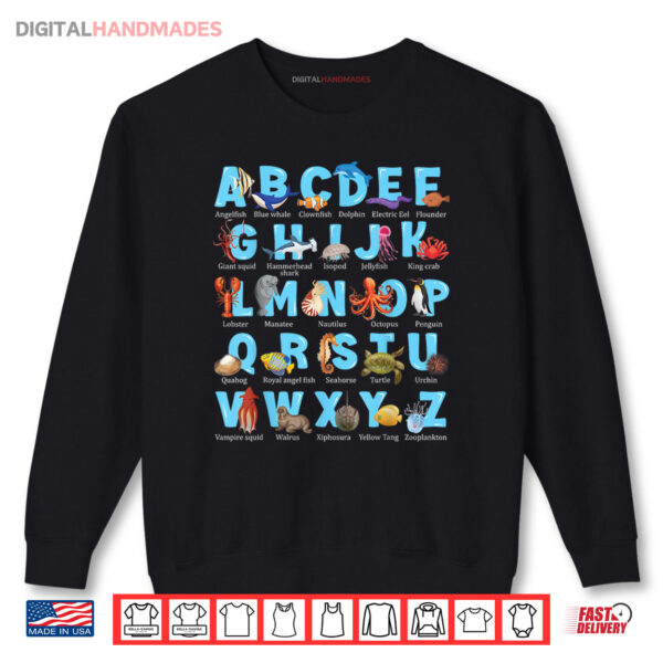 Sweatshirt ABC Animals Underwater Sea Ocean Alphabet Shirt