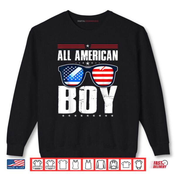 Sweatshirt All American Boy 4th Of July USA Sunglasses Family Matching Shirt