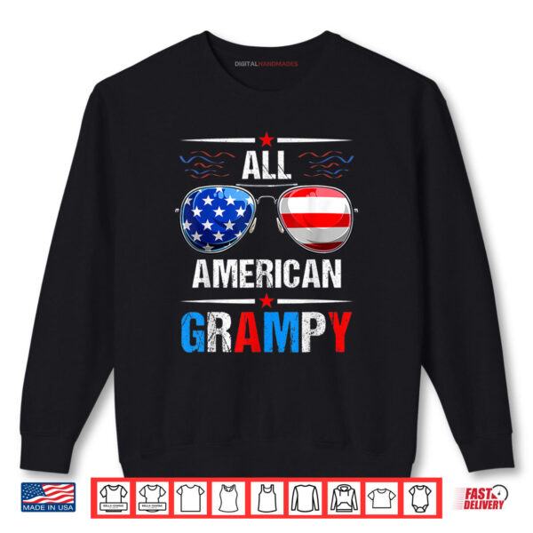 Sweatshirt All American Flag Grampy July 4th Sunglasses USA Patriotic Shirt