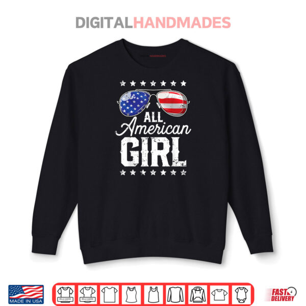 Sweatshirt All American Girl 4th of July Family Matching Sunglasses Shirt