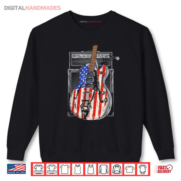 Sweatshirt American Flag Guitar 4th of July Guitarist USA Country Music Shirt