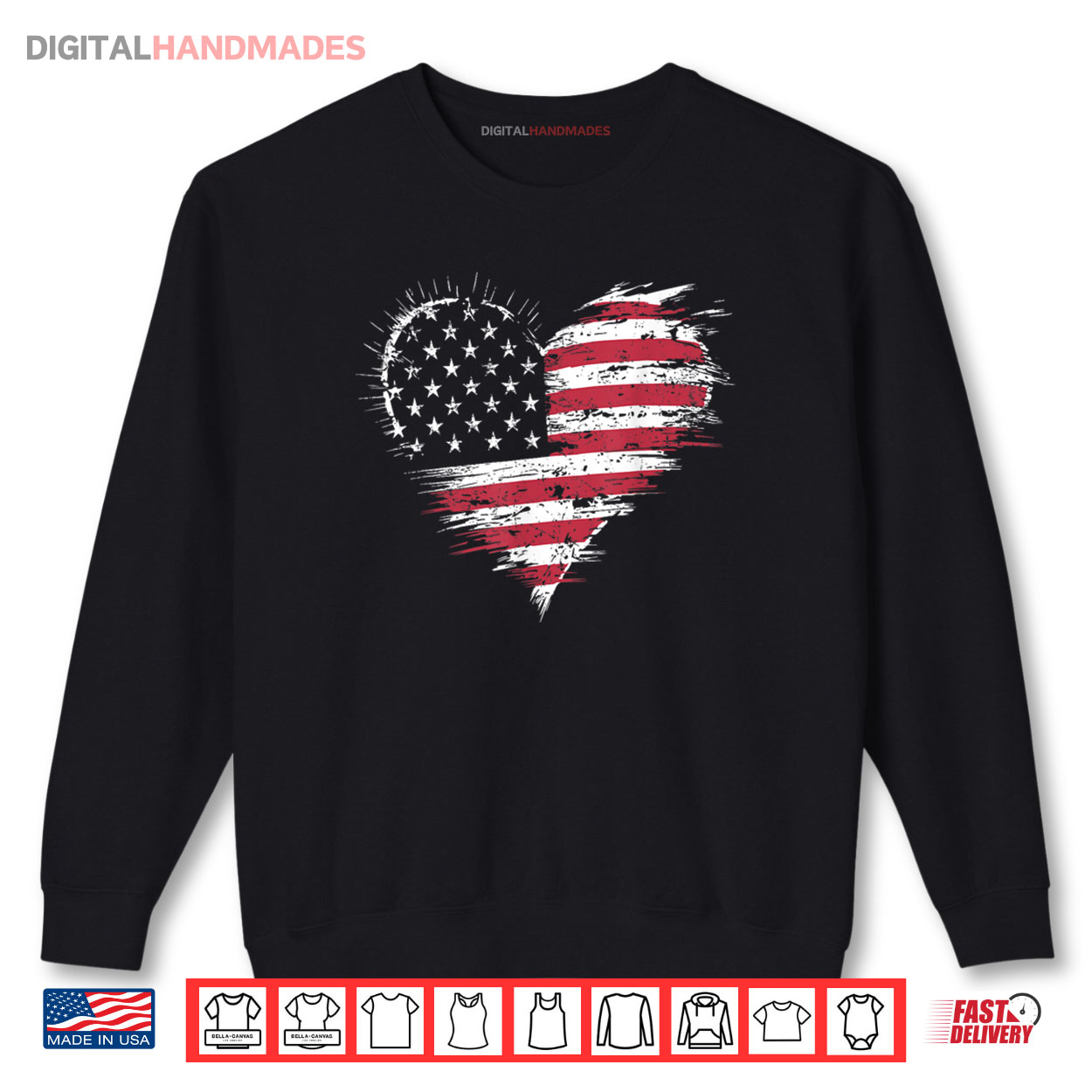 American Flag Heart Women Men Kids 4th of July Patriotic USA Shirt American Flag Heart Women Men Kids 4th of July Patriotic USA Shirt