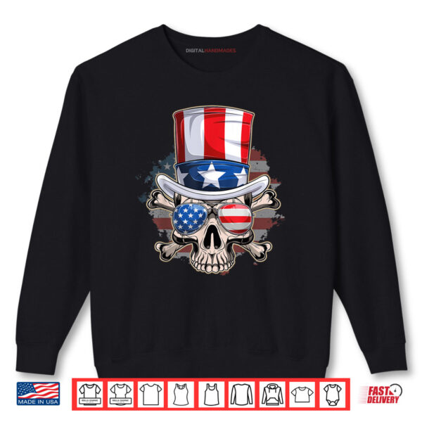 Sweatshirt American Patriotic Skull 4th of July USA Flag Shirt