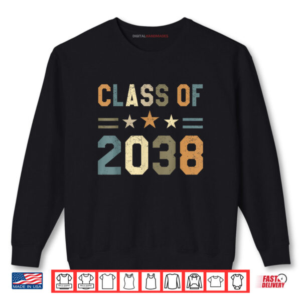 Sweatshirt Back To School Vintage Retro Class of 2038 Grow With Me Shirt