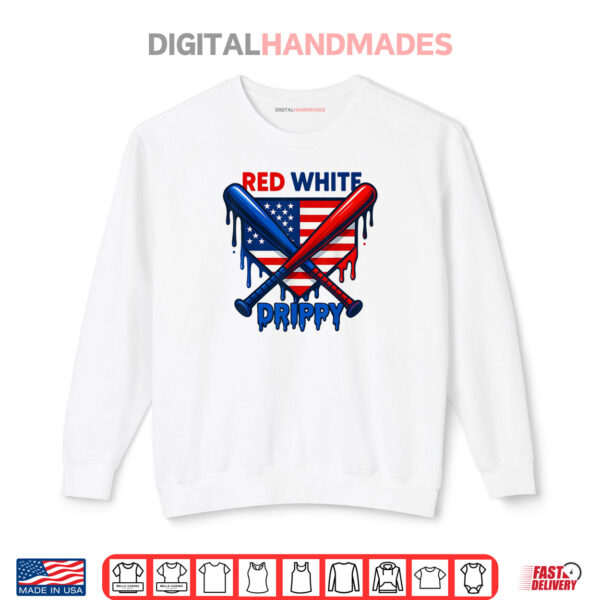 Sweatshirt Baseball Ice Cream Red White Drippy 4th Of July Patriotic Shirt