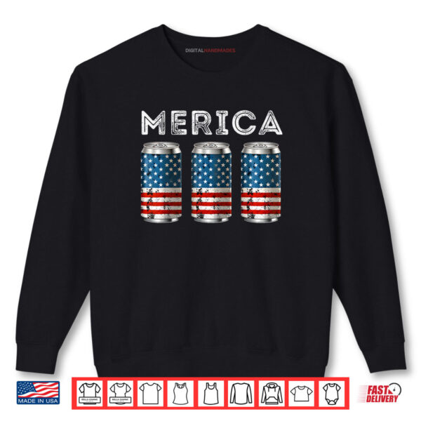 Sweatshirt Beer Loving Dad Drinking Men USA Flag Funny 4th of July Shirt