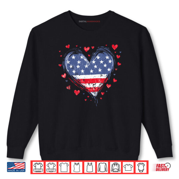 Cute American Flag Heart USA Patriotic Womens 4th of July Shirt 1 Sweatshirt Cute American Flag Heart USA Patriotic Womens 4th of July Shirt digitalhandmades