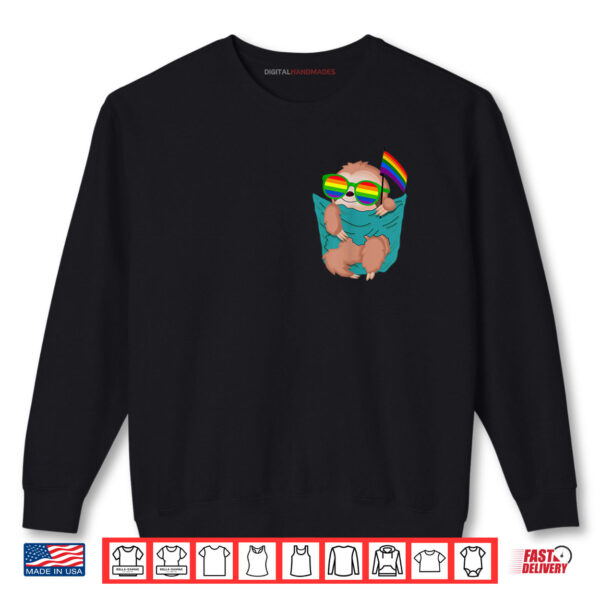 Sweatshirt Cute Pocket Sloth LGBT Animal Rainbow Flag Gay Pride Shirt