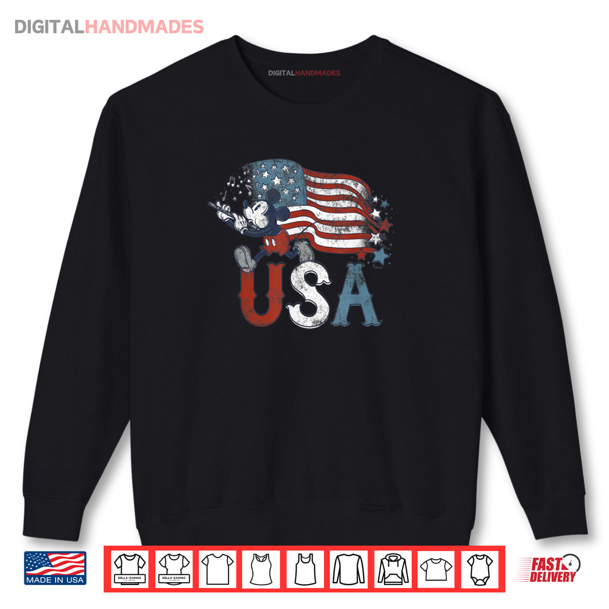 Disney Mickey Mouse with Flute America USA Flag 4th of July Shirt Disney Mickey Mouse with Flute America USA Flag 4th of July Shirt