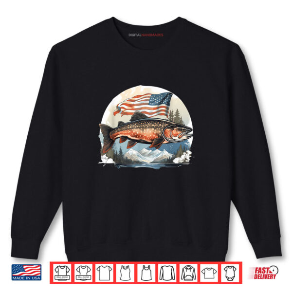 Fisherman American US Flag With Fly Fishing Brook Trout Fish Shirt 1 Sweatshirt Fisherman American US Flag With Fly Fishing Brook Trout Fish Shirt digitalhandmades