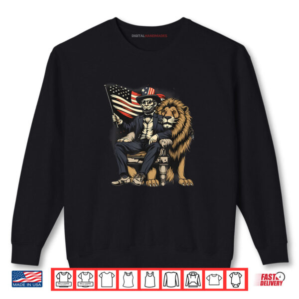 Sweatshirt Fourth Of July Lion Abraham Lincoln American Flag Patriotic Shirt digitalhandmades