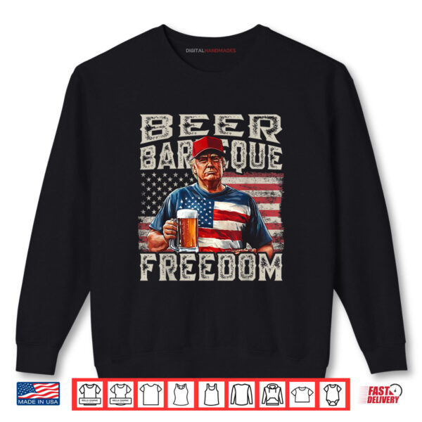 Sweatshirt Fourth Of July Trump BBQ Beer And Freedom Red White Blue Shirt digitalhandmades