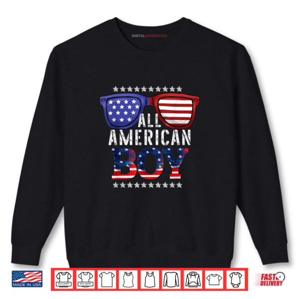 Sweatshirt Fourth of July Family American Flag All American Boy Shirt
