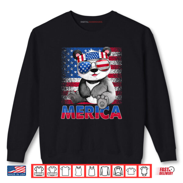 Sweatshirt Funny Merica Panda Bear With USA Flag Shirt digitalhandmades