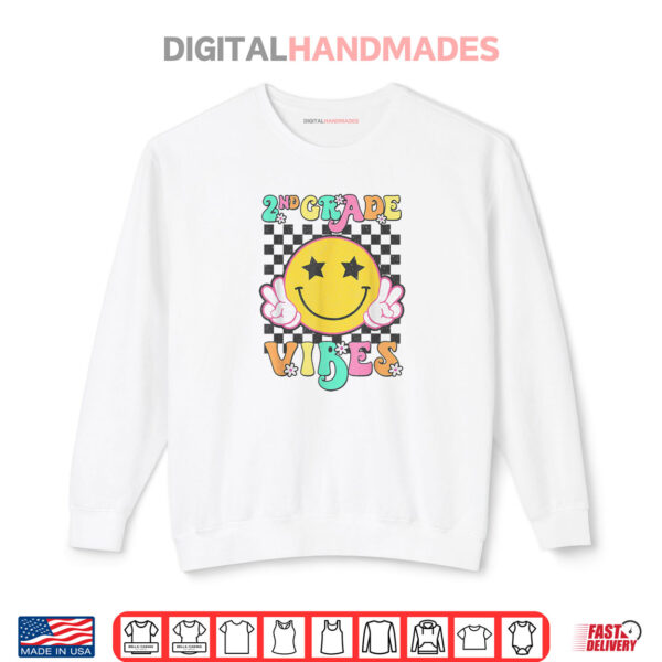 Sweatshirt Girls 2nd Grade Vibes Smile Face Back to School Second Grade Shirt