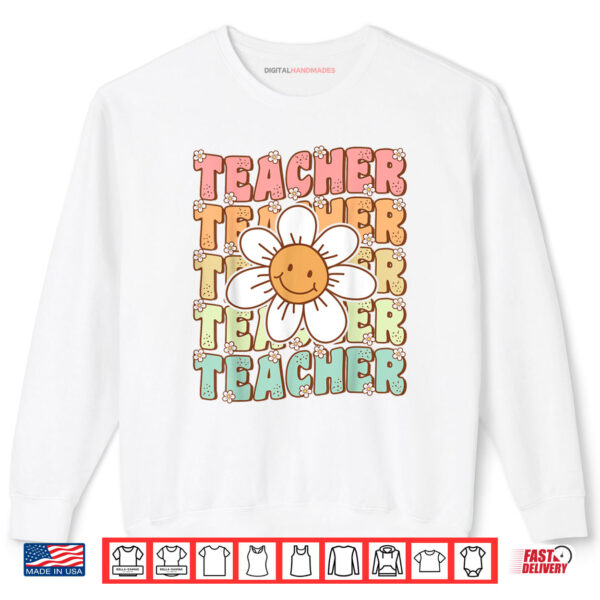 Sweatshirt Groovy Teacher Cute Daisy Flower Retro Back to School Shirt