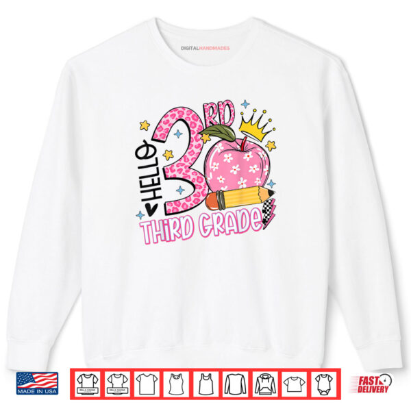 Sweatshirt Hello 3rd Third Grade Back To School Pink Leopard Teacher Shirt