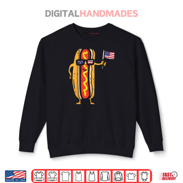 Sweatshirt Hotdog Sunglasses American Flag USA Funny 4th Of July Fourth Shirt