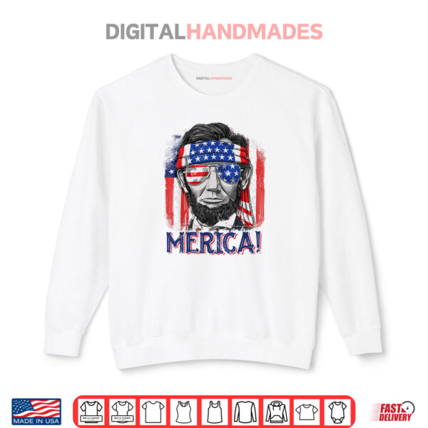 Sweatshirt Lincoln 4th of July Boys Kids Men Merica American Flag Shirt