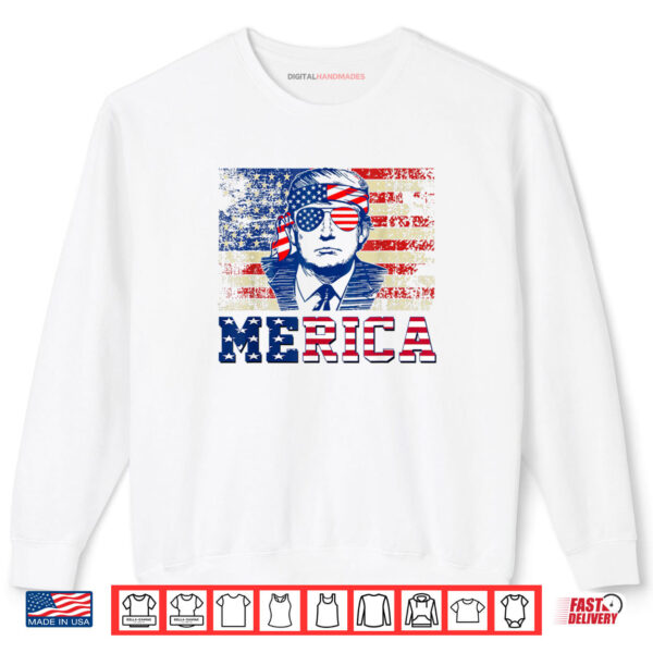 Sweatshirt MERICA TRUMP Happy Fourth 4th Of July Trump American Flag Shirt digitalhandmades
