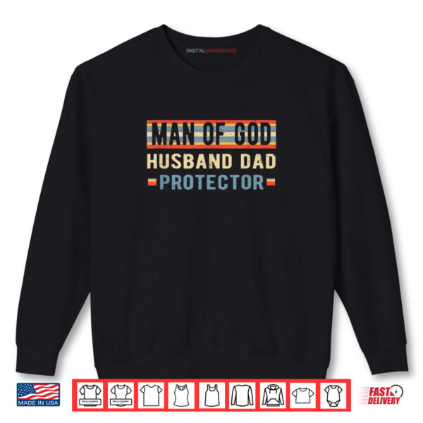 Sweatshirt Man of Gods Husband Dad Protector Christian Fathers Day Shirt