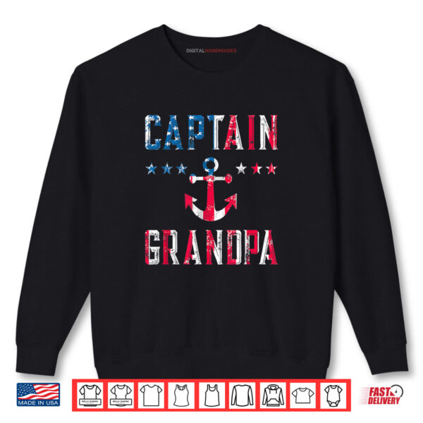 Sweatshirt Mens Patriotic Captain Grandpa American Flag Boating 4th of July Shirt