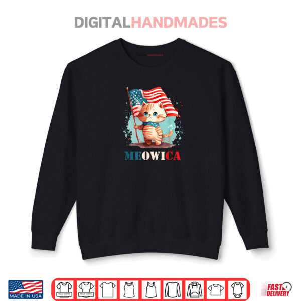 Sweatshirt Meowica Cat For 4th of July USA Patriotic American Flag Shirt