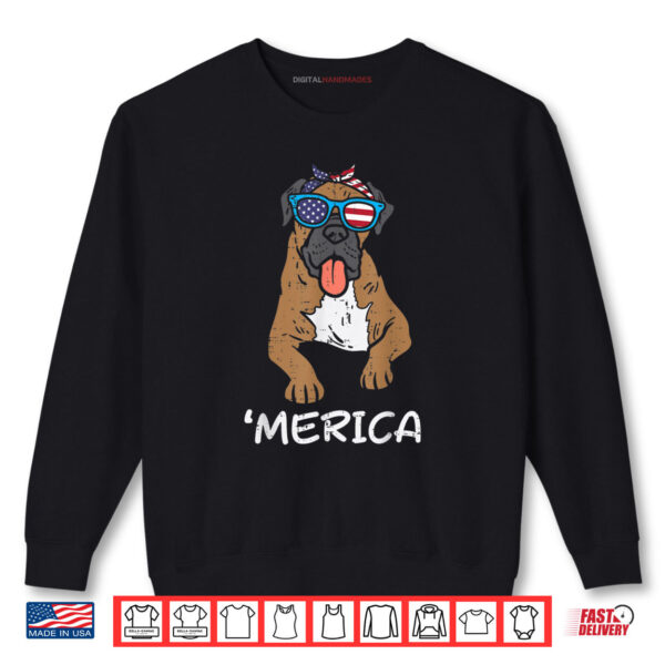 Sweatshirt Merica Boxer Dog American USA 4th Of July Fourth Dog Shirt