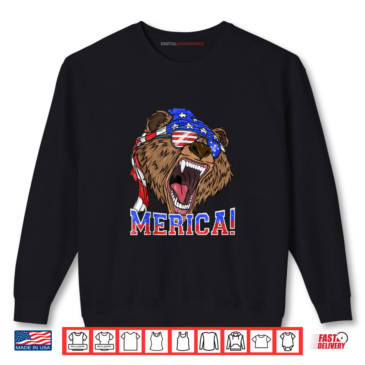 Merica Grizzly Bear 4th of July Patriotic Merica Grizzly Bear 4th of July Patriotic