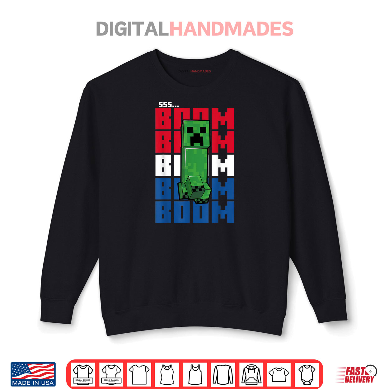 Minecraft 4th Of July Creeper Boom American Colors Shirt Minecraft 4th Of July Creeper Boom American Colors Shirt