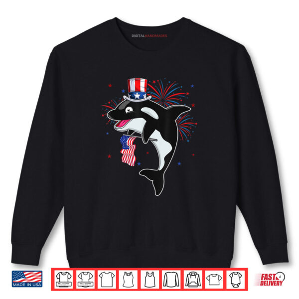 Sweatshirt Orca Costume American Flag 4th Of July Fireworks Lover Shirt