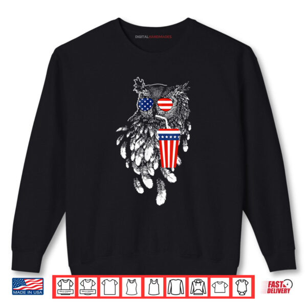 Sweatshirt Owl 4th of July Owl Wearing American Flag Glasses Owl Shirt