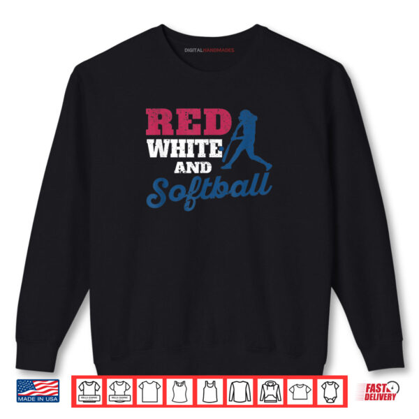Sweatshirt Patriotic Red White Softball Shirt