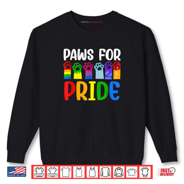 Sweatshirt Paws For Pride Month LGBTQ Gay Lesbian Pets Cats Dogs Lover Shirt