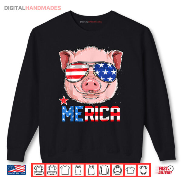 Pig Merica 4th of July Girls Kids American Flag USA Shirt 1 Sweatshirt Pig Merica 4th of July Girls Kids American Flag USA Shirt