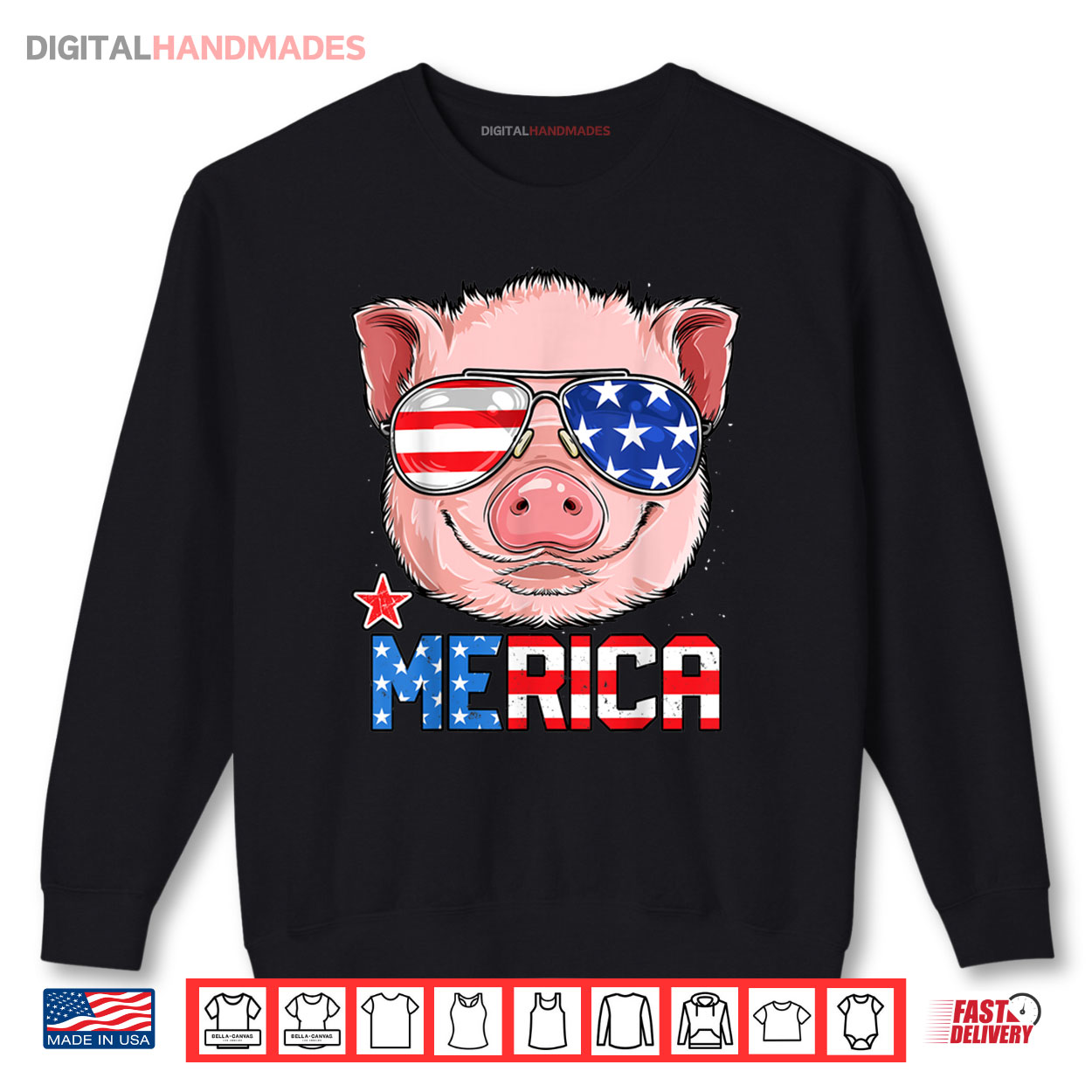 Pig Merica 4th of July Girls Kids American Flag USA Shirt Pig Merica 4th of July Girls Kids American Flag USA Shirt