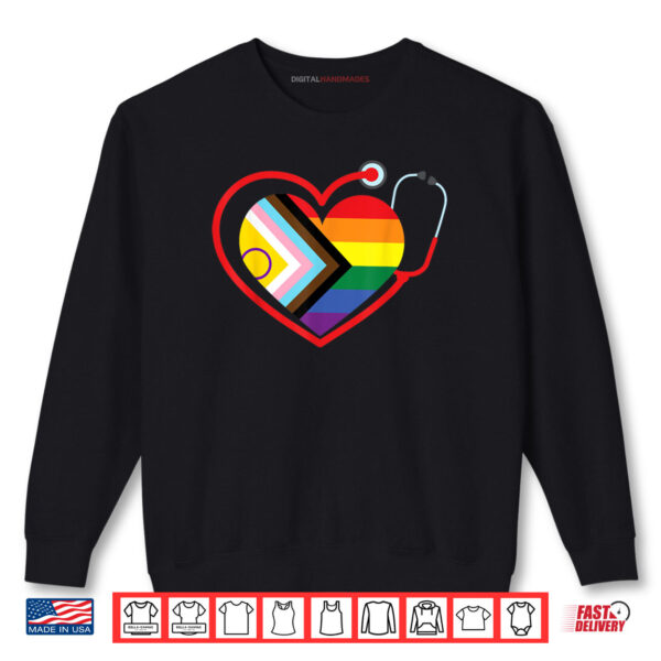 Rainbow Heart LGBTQ+ Doctor Nurse Medical Pride Month Squad Shirt 1 Sweatshirt Rainbow Heart LGBTQ Doctor Nurse Medical Pride Month Squad Shirt