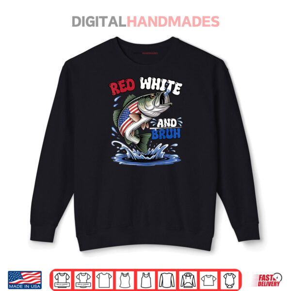 Sweatshirt Red White And Bruh American Flag Boys Fishing 4th Of July Shirt