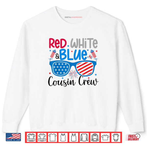 Sweatshirt Red White Blue Cousin Crew 4th of July Kids USA Sunglasses Shirt