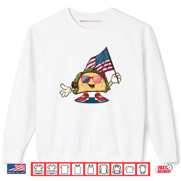 Sweatshirt Taco Sunglasses American Flag 4th Of July Patriotic Shirt