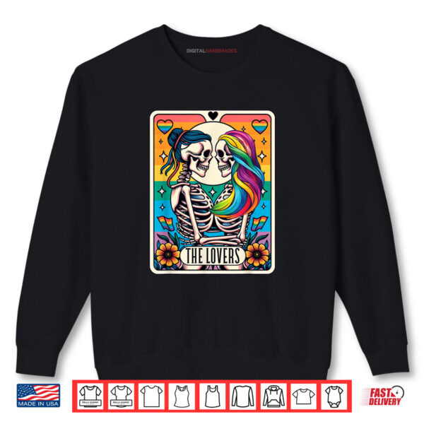 Tarot Card The Lovers Rainbow Kissing Lesbian Skeletons Shirt 1 Sweatshirt Tarot Card The Lovers Rainbow Kissing Lesbian Skeletons Shirt