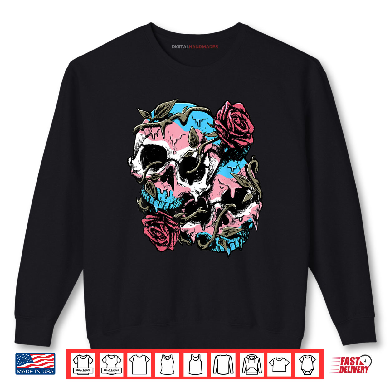 Transgender Pride Trans Flag Skull Roses Subtle LGBTQ Shirt Transgender Pride Trans Flag Skull Roses Subtle LGBTQ Shirt