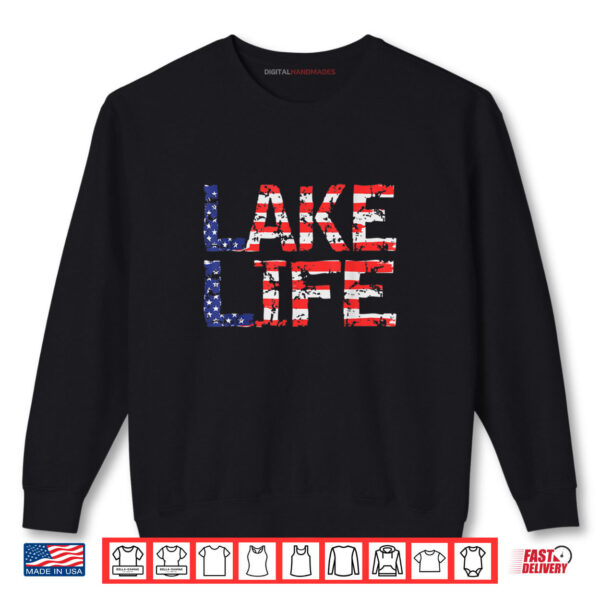 Sweatshirt Vintage Lake Life 4th of July Patriotic Shirt