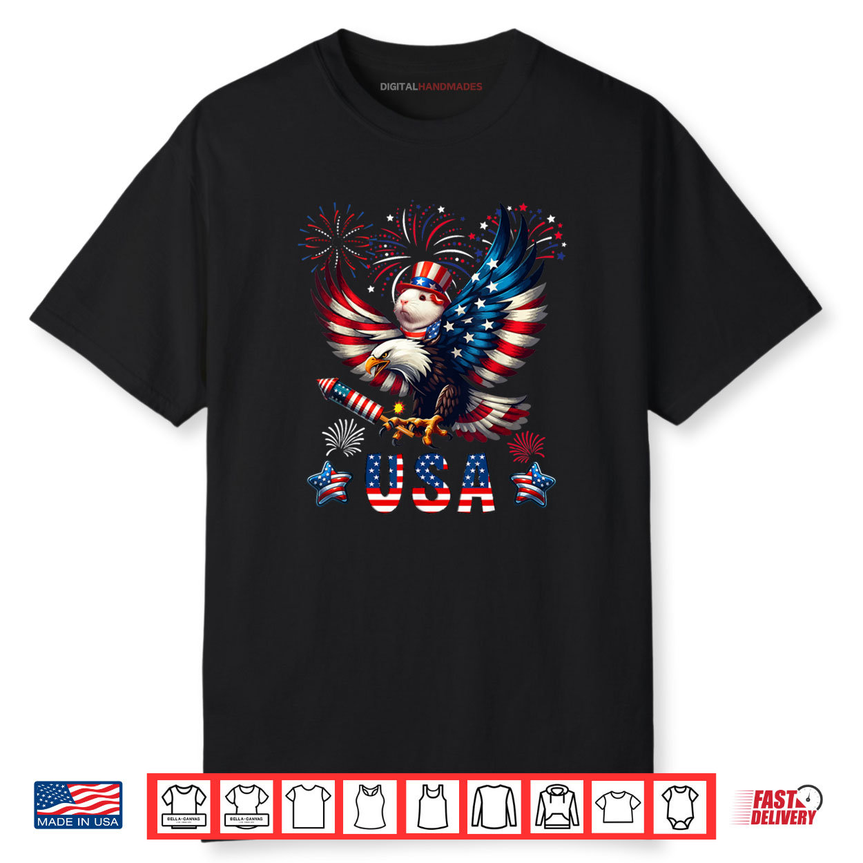 USA 4th Of July Guinea Pig Riding Eagle Fireworks Patriotic Shirt USA 4th Of July Guinea Pig Riding Eagle Fireworks Patriotic Shirt